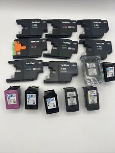 Lot of 15 Empty Ink Cartridges Canon, HP, Brother Mixed Empty!!
