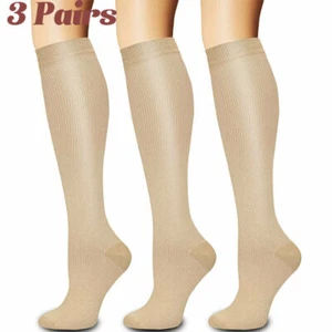 3/6 Paia Calze a Compressione per Uomo Donna 15-20 mmHg per Corsa Infermieri Volo - Foto 1 di 15