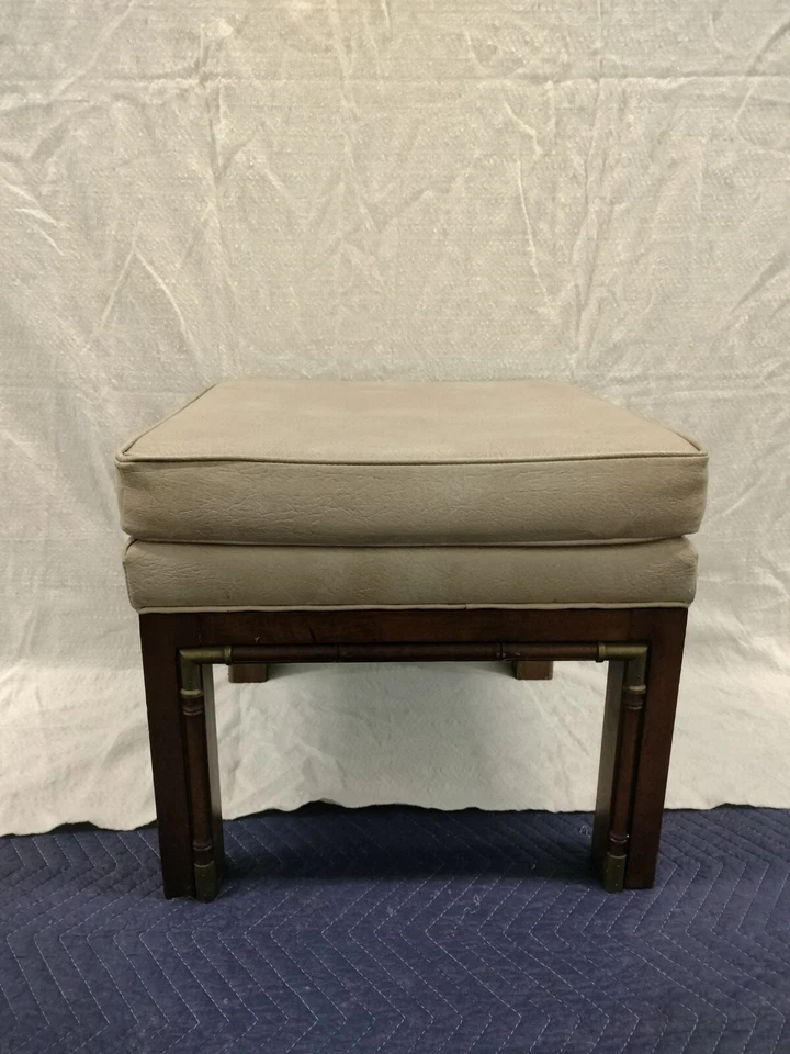 Mid-century Modern Walnut And Brass Campaign Styles Bench Made By Weiman... - Image 1 of 4