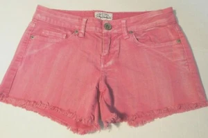 Aeropostale Womens Junior Pink Colored Low Rise Stretch Fringe Shorts Size 1/2 - Picture 1 of 5