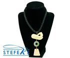 Vintage Kai-Yin Lo Carved Bovine Bone and Jade Rope Necklace - 15 in. - E31924c