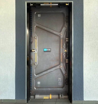 Sci-Fi Bunker Wrap For Panel Or Flush Door. Reusable. Non-woven. Textured - Image 1 of 4