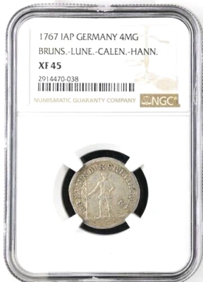1767 German States Brunswick Luneburg Calenberg Hannover 4 Mariengroschen NGC 45 - Image 1 of 2