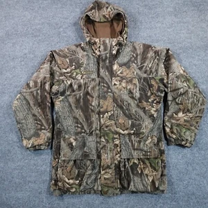 Vintage Columbia Jacket Mens M Mossy Oak Camo Hooded Full Zip Coat Hunting 90s - Picture 1 of 7