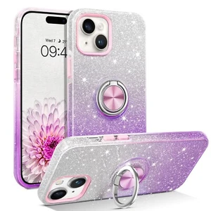 iPhone 15 Case with Ring Holder Magnetic Car Mount Kickstand Shockproof RRP £4 - Picture 1 of 5