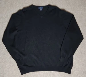 Brooks 346 Mens XL Fine Italian Merino Wool Vneck Black Pullover Sweater - Picture 1 of 7