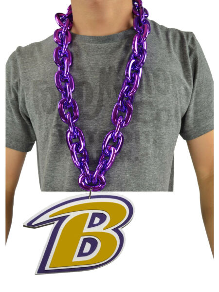 New NFL Baltimore Ravens Purple Fan Chain Jumbo Necklace Foam Made in USA