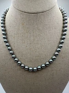 Majorica 925 Sterling Silber 14k Gold Vermeil 7mm Perlenkette 18" - Bild 1 von 9