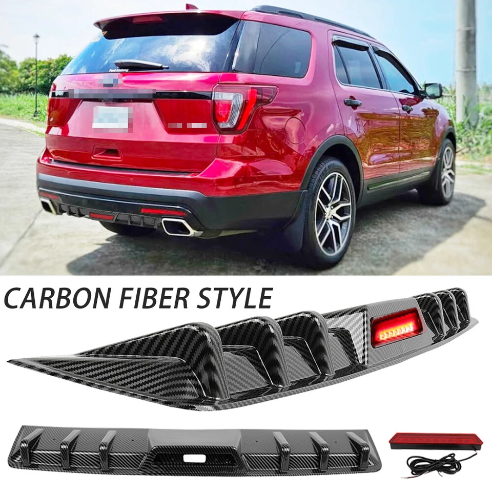 Difusor trasero de fibra de carbono parachoques labio con luces LED para Ford Explorer Foto 1 de 4