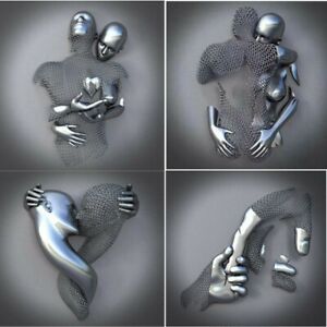 Love Heart 3D Wall Art Decor Metal Figure Statue Art Canvas Painting Modern