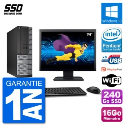 PC Dell Optiplex 3020 SFF Pantalla 19" G3220 RAM 16Go SSD 240Go Windows 10 Wifi - Imagen 1 de 3