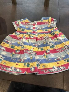 Vintage 80s 90s Spumoni Toddler Girls Bunny Dress Beach Scene Play 3t Size M - Picture 1 of 8