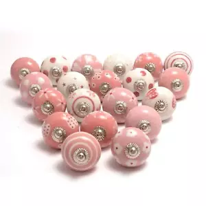 Assorted Ceramic Cabinet Knobs Vintage Cabinet Cupboard Door & Drawer Pulls Chro - Picture 1 of 9