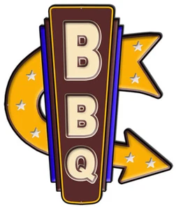 Brown BBQ Arrow Metal Sign 27.5 x 32.7 - Picture 1 of 1