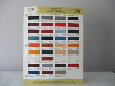 PAINT COLOR REFERENCE SAMPLE PAINT CHIPS DUPONT 1984 FORD  TRUCK COLORS - Image 1 of 2