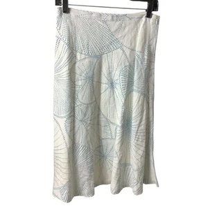 Mediana Luca Luca Blanco Azul Floral Forrado Lino Falda Tranquila Lujo - Imagen 1 de 8