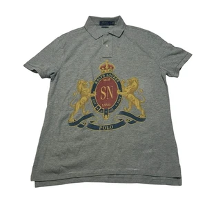 Polo Ralph Lauren Herren Custom Slim Fit Large Lion Crest grau Hemd Größe Large - Bild 1 von 11