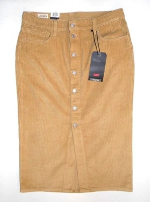LEVI'S - Women's NEW Button Front Corduroy Midi Skirt 32"W Iced Coffee Size 14 - Image 1 of 4