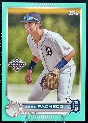 2022 Topps профессиональный дебют Izaac Pacheco #PD-76 Aqua - FCL Tigers 68/75 - Изображение 1 из 2