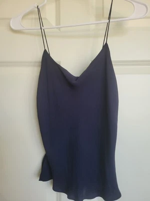 Camiseta Regata Saks Fifth Ave Seda-Like Azul Marinho Tamanho 6 - Elegante Leve - Imagem 1 de 4