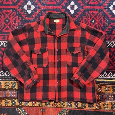 Vintage años 50 60 L.L. Chaqueta Camisa Bean Wool Buffalo Etiqueta de Escritura Pesada Talla 2XL Foto 1 de 4