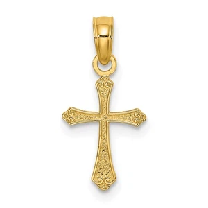 10k Gelbgold Strukturiert Mini Kreuz Charm Anhänger 0,24gm L-12,09mm, B-9mm - Bild 1 von 4