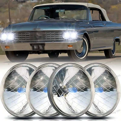 4x 5.75" 5-3/4 inch Round Headlights Hi-Lo DRL FIT 1962-1974 Ford Galaxie 500 - Image 1 of 4
