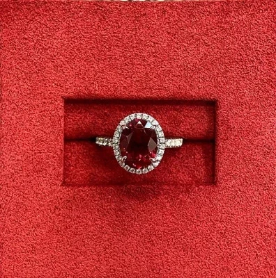 3.58 Ct Oval Cut Certified Natural Ruby Diamond Ring 18K Solid White Gold size 7 - Image 1 of 4