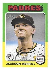 Topps Heritage High Number Jackson Merrill RC 2024 novato #689 San Diego Padres - Imagen 1 de 2