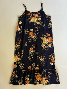 EUC Old Navy Sleeveless Sundress Navy Blue Floral Girl's Youth Size L 10-12 - Picture 1 of 7