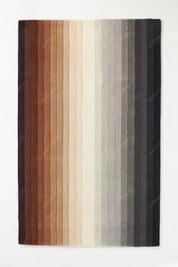 Hand Tufted Wool Area Rugs Brown & Grey Striped Indian Hippie Carpet 8 x 10 Feet - Picture 1 of 11