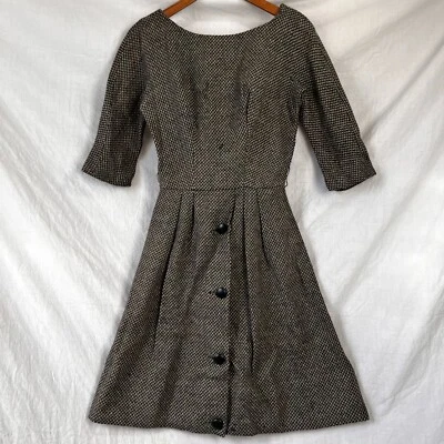 Vintage 50s Suzy Perette Wiggle Dress Size 10 Woven Wool True Vintage DAMAGED - Image 1 of 4
