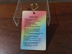 Mensaje motivacional vintage 1984 "Don't Quit" plástico duro 2x3,25 - Imagen 1 de 2