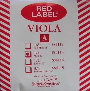 Viola Saite A 1/4 Mini 12" SS4113 Red Label Super Sensitive Musikinstrument - Bild 1 von 1