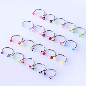 40Pcs Nose Hoop Ring Stainless Steel Horseshoe Septum Ring Cartilage Earring 16G - Picture 1 of 6
