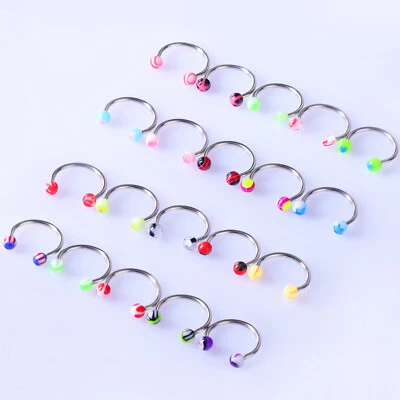 40Pcs Nose Hoop Ring Stainless Steel Horseshoe Septum Ring Cartilage Earring 16G - Image 1 of 4