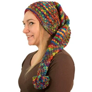 Strickmütze Zipfelmütze Bommel Mütze Wolle Wollmütze Lange Zipfelmütze Rainbow - Bild 1 von 4