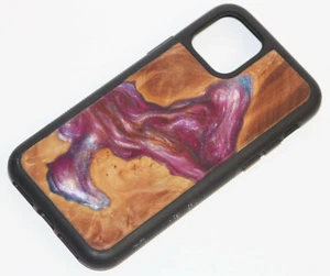 Carved Brand - One of 1 Wooden Brown Pink Purple Black Apple iPhone 11 Pro Case - Picture 1 of 4