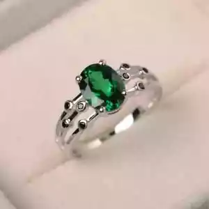 2.00 Ct Lab Created Emerald Gemstone Engagement Ring Solid 950 Platinum Size 5 6 - Picture 1 of 6