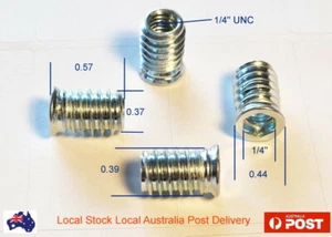 1/4 UNC 15mm Hard Wood Timber Threaded Flange Zinc Plated Steel Insert Hex Nut - Bild 1 von 1