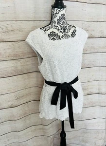 Cravatta squamlata collezione Dressbarn donna in pizzo bianco collo quadrato taglia 14 - Foto 1 di 7
