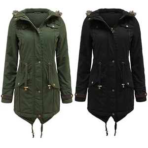 LADIES WOMEN WINTER JACKET PADDED MILITARY PUFFER PUFFA BUBBLE PARKA CASUAL COAT - Picture 1 of 5