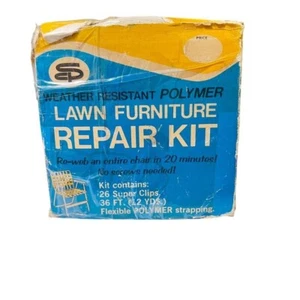 Weather Resistant Polymer Lawn Furniture Repair Kit 26 Clips 36 Ft Strapping Vtg - Picture 1 of 7