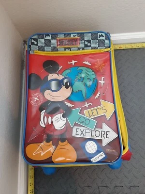 Disney Mickey Mouse Rolling Suitcase Luggage American Tourister 18” x 12” #S198 - Image 1 of 4
