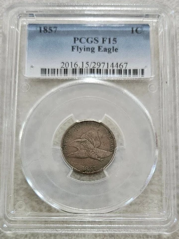 1857 Flying Eagle Cent PCGS F-15 Cover