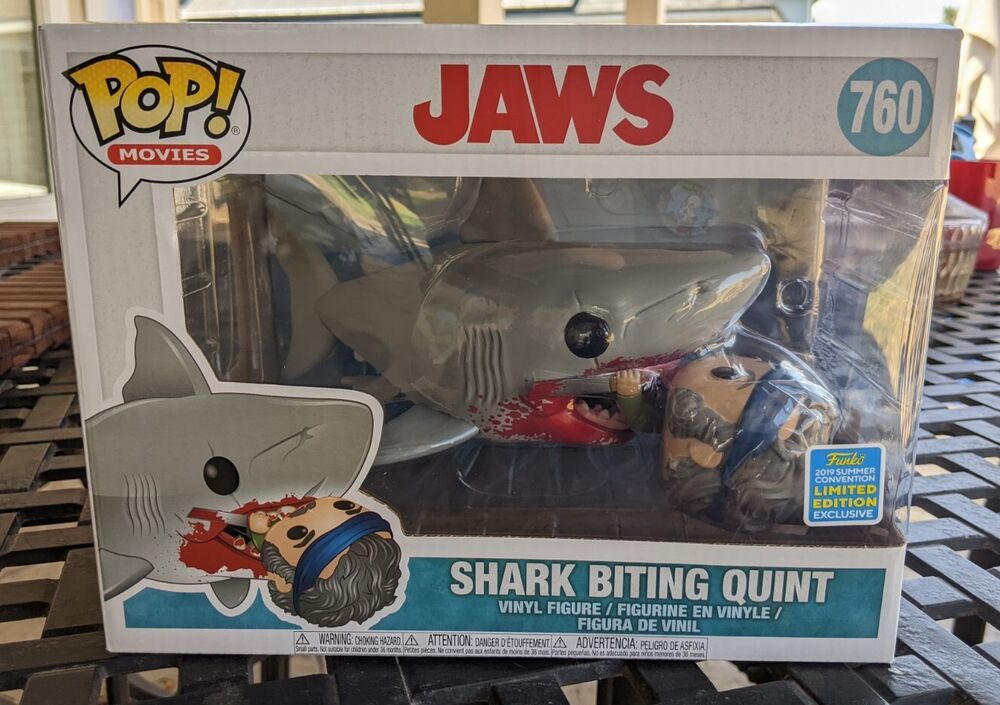 Funko Pop Movies Jaws Shark Biting Quint Vinyl Figure 760 2019 Summer Convention