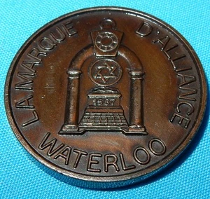 EDLER FREIMAURER MMM MARK MASTER MASONS PENNY TOKEN LA MARQUE D'ALLIANCE WATERLOO - Bild 1 von 2
