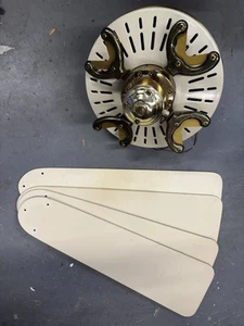 Vintage Fasco Charleston 52” Ceiling Fan Polished Brass And Antique White - Picture 1 of 3