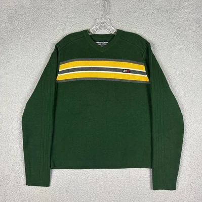 Suéter De Colección Abercrombie & Fitch Para Hombre Mediano Verde Amarillo Rayas Años 90 Y2K Foto 1 de 4
