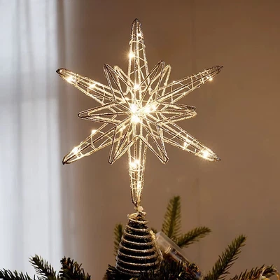 LED Weihnachtsbaum Stern Topper | Gold/Silber | 2 Modelle |  Baumspitze Deko - Bild 1 von 4